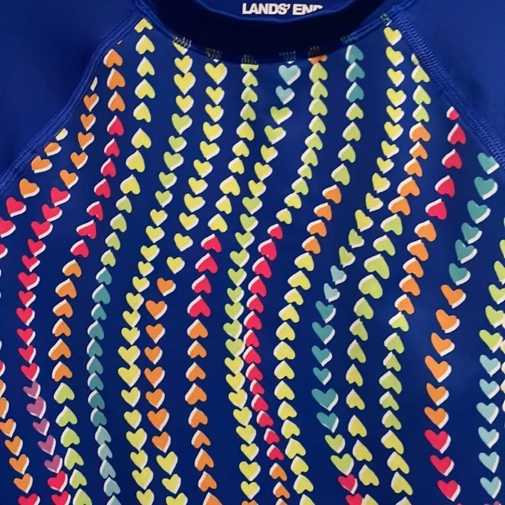 Lands’ End Girls Rash Guard Swim Top